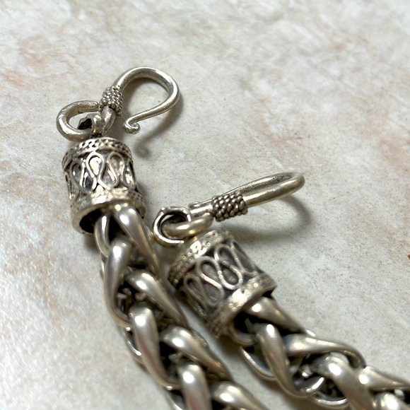 Vintage Antique Sterling Silver Nordic Viking Chain Bracelet Thick 33 Grams - Picture 5 of 5